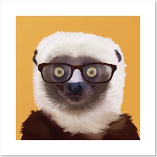 Quirky Sifaka Lemur With Glasses Posters and Art